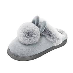 Dasongff Damen Hausschuhe, Frauen Winter Baumwolle Pantoffeln Dickere Wärme Weiche Plüsch Kuschelige Niedlichen Hasenohren Home Hausschuhe Anti Rutsch Schuh Slippers Memory Foam Hausschuhe von Dasongff