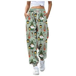 Dasongff Damen Jogginghose Weihnachten Sporthose Loose Fit Trainingshose Sweatpants Lang Yoga Hosen Hohe Taille Freizeithose Laufhosen mit Elastischer Bund Xmas Lounge Hose Christmas Trousers von Dasongff