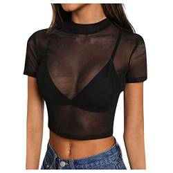 Dasongff Damen Mesh Top Netz Shirt Sexy Transparent Sommertops Oberteile Dirndl Top Luftiges Untershirt Durchsichtige Gaze Crop Tops Unterwäsche Blusen Langarm Fasching Partytop (Mehrfarbig, S) von Dasongff