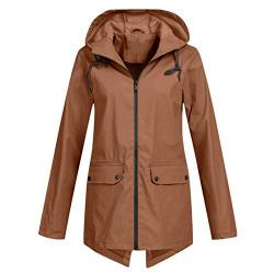 Dasongff Damen Regenjacke Mit Kapuze Wasserdicht Regenparka Winddicht Regenmantel Damen Regenjacke dünne regenjacke damen Wasserdicht Atmungsaktiv Solid Rain Outdoor Plus Size Mantel Regenmantel Jacke von Dasongff