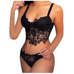 Dasongff Damen Spitzen Push Up BH Unterwäsche Dessous Sets Sexy Erotische Reizwäsche Bra und Slip Stickerei Unterwäsche und Slip Set Push Up Bra von Dasongff