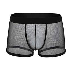 Dasongff Herren Boxer Shorts Weiche Unterhosen Durchsichtige Boxershorts Sexy Unterwäsche Trunk für Männer Transparent Netz Autmungsaktiv Sportunterhose von Dasongff
