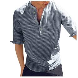 Dasongff Herren Leinenhemd 3/4 Ärmel Freizeithemd Männer Sommer Hemd Casual Regular Fit Oberteile, Mode Henley Shirts Sommerhemd Leicht Leinenshirt Kurzarmhemd Businesshemd von Dasongff