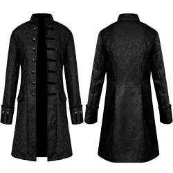 Dasongff Herren Steampunk Frack Mantel Gothic Gehrock Mittelalter Jacke Smoking Viktorianisch Renaissance Mantel Pirat Viking Kostüm Retro Metall Uniform Zweireiher Marinemantel von Dasongff