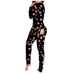 Dasongff Jumpsuit Damen Sexy Schlank Strampler Schlafanzug Einteiler Onesie Pyjama Langarm Funktionale Geknöpfte Klappe Beiläufig Erwachsene Frauen Overall Nachtwäsche Hausanzug von Dasongff