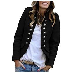 Dasongff Langarm Blazer Damen Einfarbig Elegant Sakko Blazerjacke Slim Fit Revers Geschäft Büro Jacke Kurz Mantel Anzüge Bolero Mit Knopfleiste Military Coat Blazer Damenjacke Streetwear Anzugjacke von Dasongff