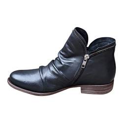 Dasongff Sommer Stiefeletten Damen Ankle Boots mit Reissverschluss Flach Spitze Stiefel Kurzstiefel Frauen Wildleder Schuhe Bequem Damenschuhe Mode Elegant Halbstiefel von Dasongff