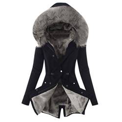 Dasongff Winterjacke Damen Mäntel und Jacken Mode Wintermantel Lange Daunenjacke mit Kapuze Jacke Outwear Winter Warm Trenchcoat mit Pelzkragen Parka Outwear Mäntel Gefüttert Teddyfell von Dasongff