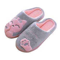 Hausschuhe Damen Plüsch Pantoffeln Dasongff Warm Winter Rutschfeste Katzen Hausschuhe Weich Bequeme Memory Foam House Slippers Unisex Paare Slippers Leicht Slippers Indoor Winterschuhe Flacheschuhe von Dasongff