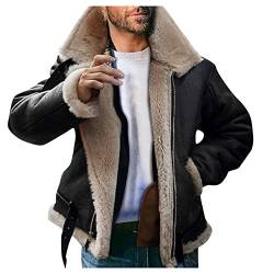 Jacke Herren Wintermantel Parka Jacke Revers Fleecejacke Plüschmantel Cardigan Mäntel Winterjacke Lederjacke PlüSchjacke Lange Warme Dicker Mantel Schaffell Kaschmir Jacken Winter Winterparka von Dasongff