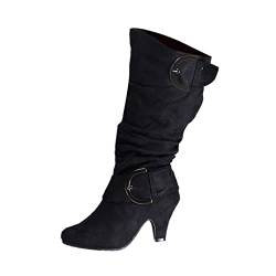 Stiefeletten Damen Schwarz mit Absatz Absatz Damen Für Damen Stiefeletten zulaufende Stiefel Stiefel Hohe Schuhe Stiefel Absatz Retro-Damenstiefel Knöchelschuhe von Dasongff