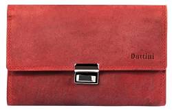 Dattini Echtleder Herren Damen Kellner Geldbörse Dunkel Rot, Querformat 17 x 11 cm von Dattini