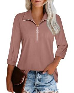 Datuhao Oberteil Damen 3/4 Arm Elegant Damenshirts Lässig Schicke Festliche Blusen Festival Oberteile zum Feiern Gehen Frauen Kleidung Modern Modische Shirt Bluse Frühling Outfits Schlupfbluse von Datuhao