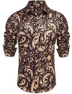 Daupanzees Herrenhemd, langärmelig, modisches Design, bedruckt, schwarz, Mittel von Daupanzees