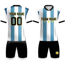 Argentinien Fußball Kits Weltmeisterschaft Trikot für Erwachsene Männer Coustom Team Name Nummer Fußball Geschenke für Fans Sport T-Shirt Sportbekleidung, weiß/schwarz, M von Davcielaora
