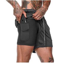 Davicher 2 in 1 Herren Shorts Sommer Schnelltrocknende Laufshorts mit Taschen Kompressionsshorts Sport Kurze Hosen Sporthose Fitness Laufhose Trainingsshorts von Davicher