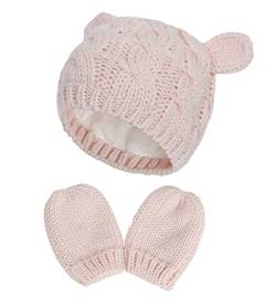 Neugeborene Baby Mütze und Handschuhe Set Baby Strickmütze Kleinkind Winter Strickmütze Hüte Mütze Babymütze Unisex Jungen Mädchen Kleinkind Beanie Wintermütze 0-18 Monate von Davicher