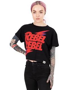 David Bowie Cropped T-Shirt Damen Frauen Rebellen Song Band Schwarz Top 3XL von David Bowie