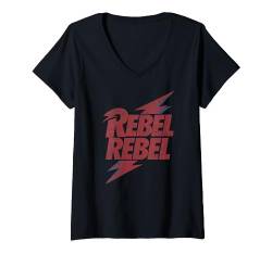David Bowie – Rebel Rebel Lightning Lyric T-Shirt mit V-Ausschnitt von David Bowie