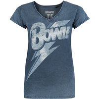 David Bowie T-Shirt - Lightning Bolt - S bis XXL - für Damen - Größe M - blau  - Lizenziertes Merchandise! von David Bowie