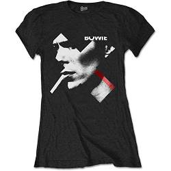 David Bowie - T-Shirt für Damen (S) (Schwarz/Rot) von David Bowie