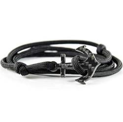 David Galvani | Kohlenstoff Carbon Anker Armband aus Paracord Nylon Herren Cord Bracelet Schwarz Schmuck Black (22) von David Galvani