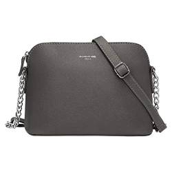 David Jones - Damen Kleine Umhängetasche - Frau Handtasche PU Leder - Tasche Kette Schultertasche Crossbody Bag - Abendtasche Zip Reißverschluss - Party Handy City Clutch Mode Elegant - Silber von David Jones