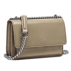 David Jones - Damen Kleine Umhängetasche - Frau Ketten Schultertasche PU Leder - Handtasche Mini Crossbody Bag mit Klappe - Handy Party Tasche Kettentasche Abendtasche Mode Trend - Beige von David Jones