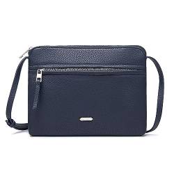 David Jones - Damen-Umhängetasche – flache kleine Handtasche mit Schultern, Kunstleder – Umhängetasche für die Stadt, klassisch, elegant, 2 Fächer – Telefontasche, Shopping, Reise, blau, Einheitsgröße von David Jones