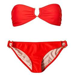Damenbikini Sets Trägerlos Cut Out Bandeau Bikini-Tops Plain-farbschwimmanzüge von Dawwoti