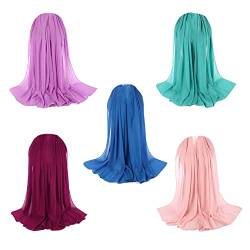 Dawwoti 175 cm x 75 cm Sheer Chiffon-schals Weiche Lange Seidentuch Headwrap Wrap-tuch-5pcs von Dawwoti