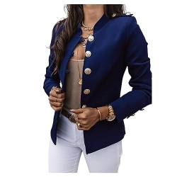 Dawwoti Damen Einfarbig Blazer Langarm Rundhals Kurz Mantel Business Büro Jacke Herbst Winter All-Match von Dawwoti