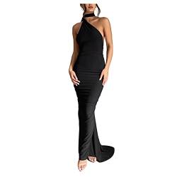 Dawwoti Frauen Abendpartykleid Elegant Geraumte Körperkinne Kleider One-Shoulder-wischungsbodenkleid von Dawwoti
