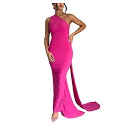 Dawwoti Frauen Abendpartykleid Elegant Geraumte Körperkinne Kleider One-Shoulder-wischungsbodenkleid von Dawwoti