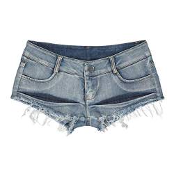 Dawwoti Frauen-Denim-beiläufige Jeans Low Rise Jean Shorts Slim Fit Ausgefranste Raw Hem Shorts von Dawwoti