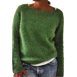 Dawwoti Frauen Einfarbig Pullover Langarm Rundhals Pullover Grund Feste Jumper Kabel Knit Jumper Lose Lange Hülse Herbst Tops von Dawwoti