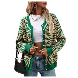 Dawwoti Frauen Frühling Langarm Pullover Strickjacken Crew Neck Nette Zebra Muster Gestrickte Mantel von Dawwoti