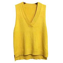 Dawwoti Frauen V Neck Pullover Weste Ärmellose Jumper Sweatshirt Layered Stricken Gilets Weste Top von Dawwoti