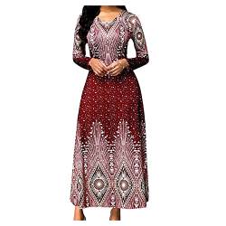 Dawwoti Frauen Vintage Maxi Abendkleid Floral Drucken Hohe Taille Eine Linie Schaukel Kleid V-Ausschnitt, von Dawwoti