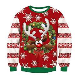 Dawwoti Herren Gedruckter Weihnachts -Sweatshirt, Langarmpullover Pullover, Winter Herbsttop für von Dawwoti