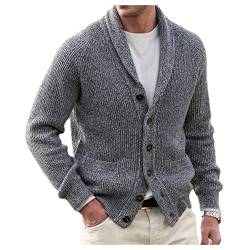 Dawwoti Herren -Revers -Strickjacke, Knopfgestrickte Pullover -Strickjacken mit Tasche, von Dawwoti