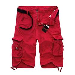 Dawwoti Herren Sommer Cargo Shorts Multi-Tasche Shorts Leicht Freizeit Outdoor Strandhose Einfarbig Kurzhose Ohne Gürtel von Dawwoti