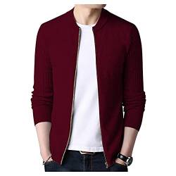 Dawwoti Herren Strickjacke Pullover Mock Kragen Slim Full Zip Jacken Business Strickwaren Einfarbig Pullover-Cardigan von Dawwoti