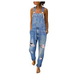Dawwoti Overall für Frauen, Denim -bib -Overalls, Zerrissene Jeans -Overalls, Lässige Sommertummern von Dawwoti