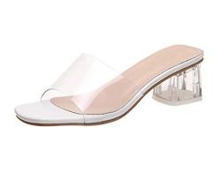 Frauen-Anti-rutsch-Slipper Transparent Flip Flops Mid Heel Leichte Sandalen von Dawwoti