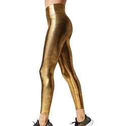 Frauen Hohe Taille Shiny Leggings Wet Look Yoga Hosen Metallic Stretch Athletischer Laufhose Solid Eng Legging von Dawwoti