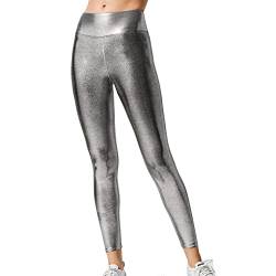 Frauen Hohe Taille Shiny Leggings Wet Look Yoga Hosen Metallic Stretch Athletischer Laufhose Solid Eng Legging von Dawwoti