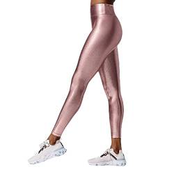 Frauen Hohe Taille Shiny Leggings Wet Look Yoga Hosen Metallic Stretch Athletischer Laufhose Solid Eng Legging von Dawwoti