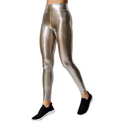 Frauen Hohe Taille Shiny Leggings Wet Look Yoga Hosen Metallic Stretch Athletischer Laufhose Solid Eng Legging von Dawwoti