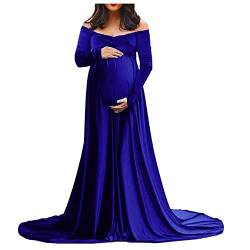 Frauen Mutterschaft Kleid für Foto-Shooting Solid Samt Foto-Shooting Schwangerkleid Wrap Maxi Kleid V-Ausschnitt Umstandskleid von Dawwoti